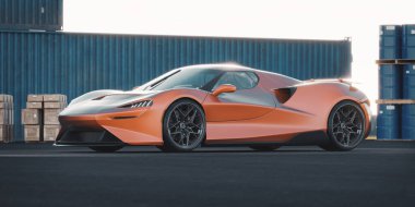 Markasız, jenerik konsept bir arabanın 3 boyutlu çizimi