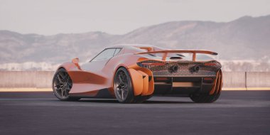 Markasız, jenerik konsept bir arabanın 3 boyutlu çizimi