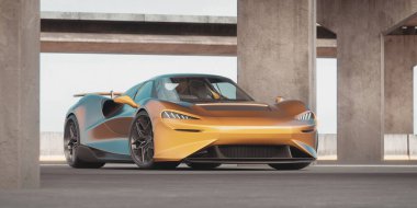 Markasız, jenerik konsept bir arabanın 3 boyutlu çizimi