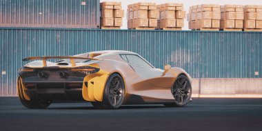 Markasız, jenerik konsept bir arabanın 3 boyutlu çizimi