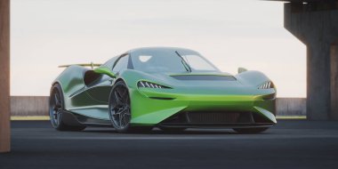 Markasız, jenerik konsept bir arabanın 3 boyutlu çizimi