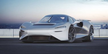 Markasız, jenerik konsept bir arabanın 3 boyutlu çizimi