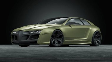 Markasız, jenerik konsept bir arabanın 3 boyutlu çizimi