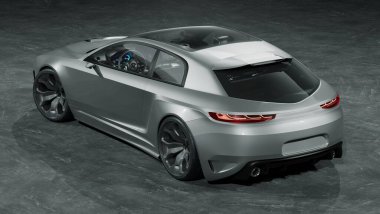 Markasız, jenerik konsept bir arabanın 3 boyutlu çizimi