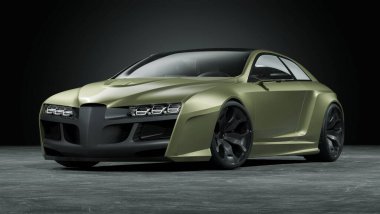 Markasız, jenerik konsept bir arabanın 3 boyutlu çizimi