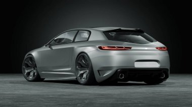 Markasız, jenerik konsept bir arabanın 3 boyutlu çizimi