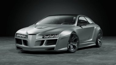 Markasız, jenerik konsept bir arabanın 3 boyutlu çizimi