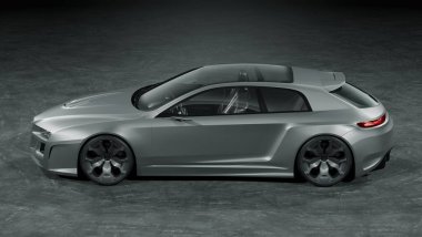 Markasız, jenerik konsept bir arabanın 3 boyutlu çizimi