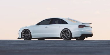 Markasız, jenerik konsept bir arabanın 3 boyutlu çizimi 