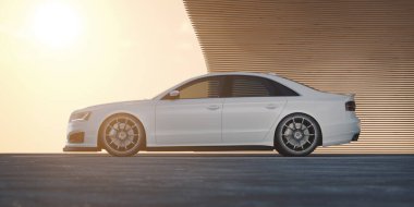 Markasız, jenerik konsept bir arabanın 3 boyutlu çizimi 