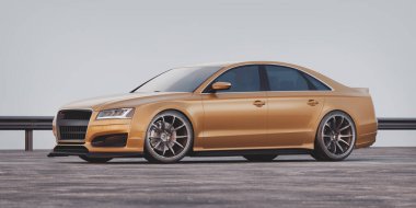 Markasız, jenerik konsept bir arabanın 3 boyutlu çizimi 