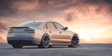 Markasız, jenerik konsept bir arabanın 3 boyutlu çizimi 