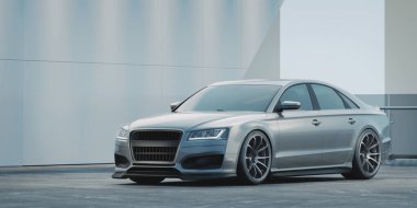 Markasız, jenerik konsept bir arabanın 3 boyutlu çizimi 