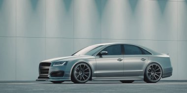 Markasız, jenerik konsept bir arabanın 3 boyutlu çizimi 