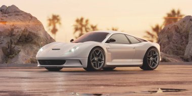 Markasız, jenerik konsept bir arabanın 3 boyutlu çizimi