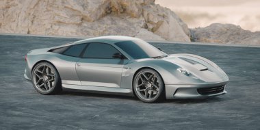 Markasız, jenerik konsept bir arabanın 3 boyutlu çizimi