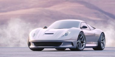 Markasız, jenerik konsept bir arabanın 3 boyutlu çizimi