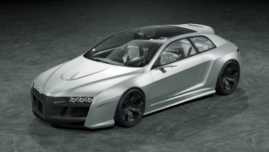 Markasız, jenerik konsept bir arabanın 3 boyutlu çizimi