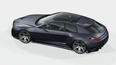 Markasız, jenerik konsept bir arabanın 3 boyutlu çizimi