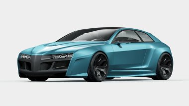 Markasız, jenerik konsept bir arabanın 3 boyutlu çizimi