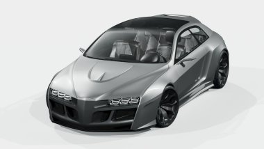 Markasız, jenerik konsept bir arabanın 3 boyutlu çizimi