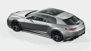 Markasız, jenerik konsept bir arabanın 3 boyutlu çizimi