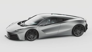 Markasız, jenerik konsept bir arabanın 3 boyutlu çizimi