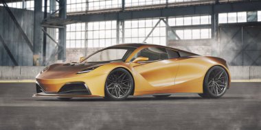 Markasız, jenerik konsept bir arabanın 3 boyutlu çizimi