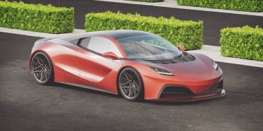 Markasız, jenerik konsept bir arabanın 3 boyutlu çizimi