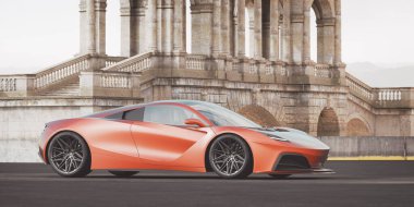 Markasız, jenerik konsept bir arabanın 3 boyutlu çizimi