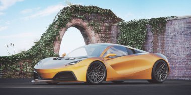 Markasız, jenerik konsept bir arabanın 3 boyutlu çizimi