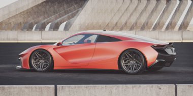 Markasız, jenerik konsept bir arabanın 3 boyutlu çizimi