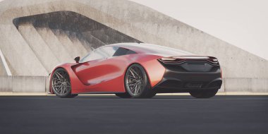 Markasız, jenerik konsept bir arabanın 3 boyutlu çizimi