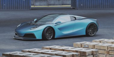 Markasız, jenerik konsept bir arabanın 3 boyutlu çizimi