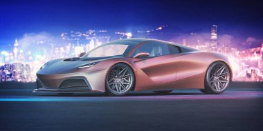 Markasız, jenerik konsept bir arabanın 3 boyutlu çizimi