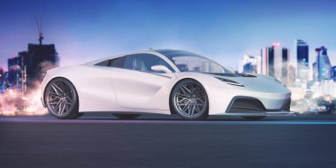 Markasız, jenerik konsept bir arabanın 3 boyutlu çizimi