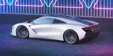 Markasız, jenerik konsept bir arabanın 3 boyutlu çizimi