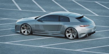 Markasız, jenerik konsept bir arabanın 3 boyutlu çizimi