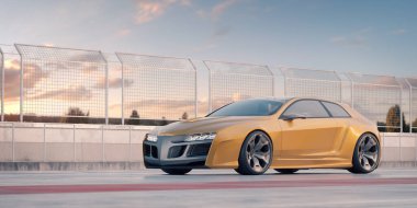 Markasız, jenerik konsept bir arabanın 3 boyutlu çizimi