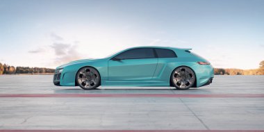 Markasız, jenerik konsept bir arabanın 3 boyutlu çizimi