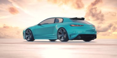 Markasız, jenerik konsept bir arabanın 3 boyutlu çizimi