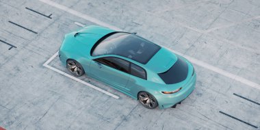 Markasız, jenerik konsept bir arabanın 3 boyutlu çizimi