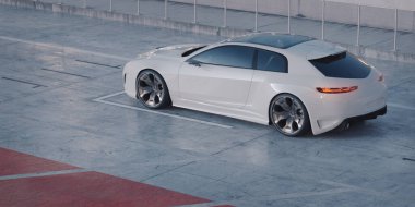 Markasız, jenerik konsept bir arabanın 3 boyutlu çizimi