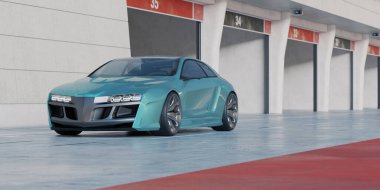 Markasız, jenerik konsept bir arabanın 3 boyutlu çizimi