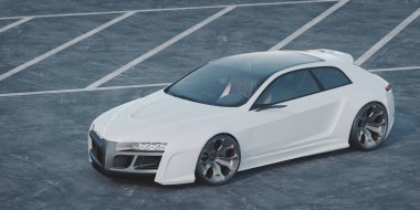 Markasız, jenerik konsept bir arabanın 3 boyutlu çizimi