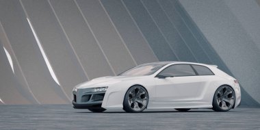 Markasız, jenerik konsept bir arabanın 3 boyutlu çizimi