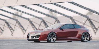 Markasız, jenerik konsept bir arabanın 3 boyutlu çizimi