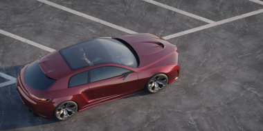 Markasız, jenerik konsept bir arabanın 3 boyutlu çizimi