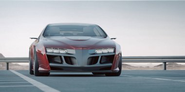 Markasız, jenerik konsept bir arabanın 3 boyutlu çizimi