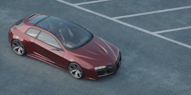 Markasız, jenerik konsept bir arabanın 3 boyutlu çizimi